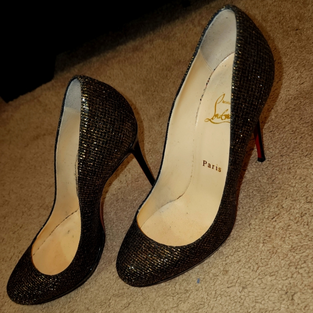 Gold glitter Christian Louboutin pumps